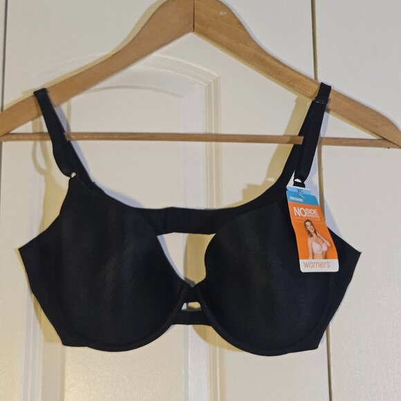 Warners Bra 36C No Side Effect Black Underwire Seamless Smoothing NWT - Picture 1 of 6